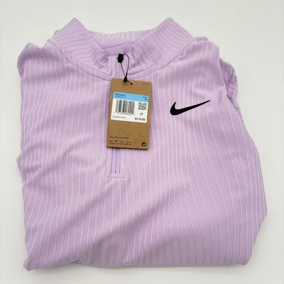 NWT Womens Nike Size M DriFIT Advantage ¼ Zip Long Sleeve Golf Top Violet Mist - Picture 4 of 6